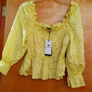 Yellow and Black Blouse Shirt
